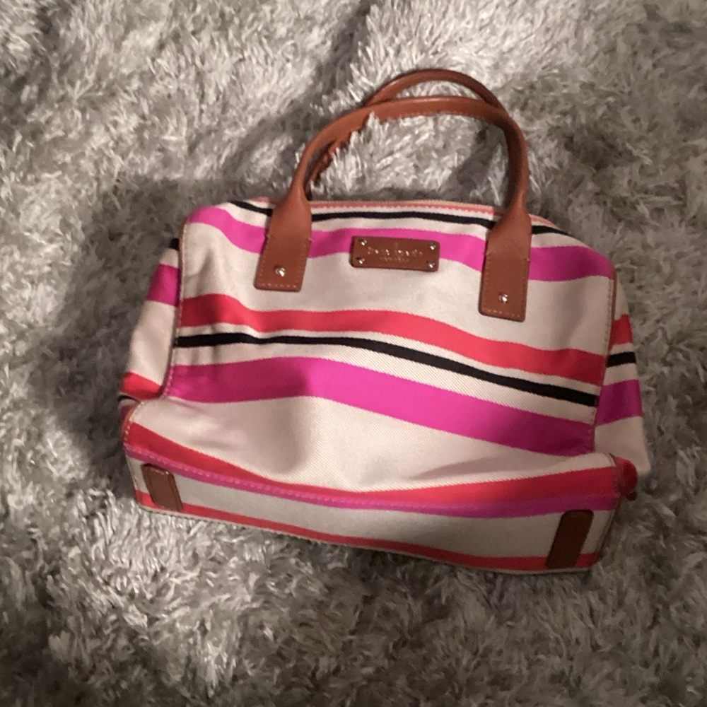 Kate Spade Pink and Tan Striped Satchel